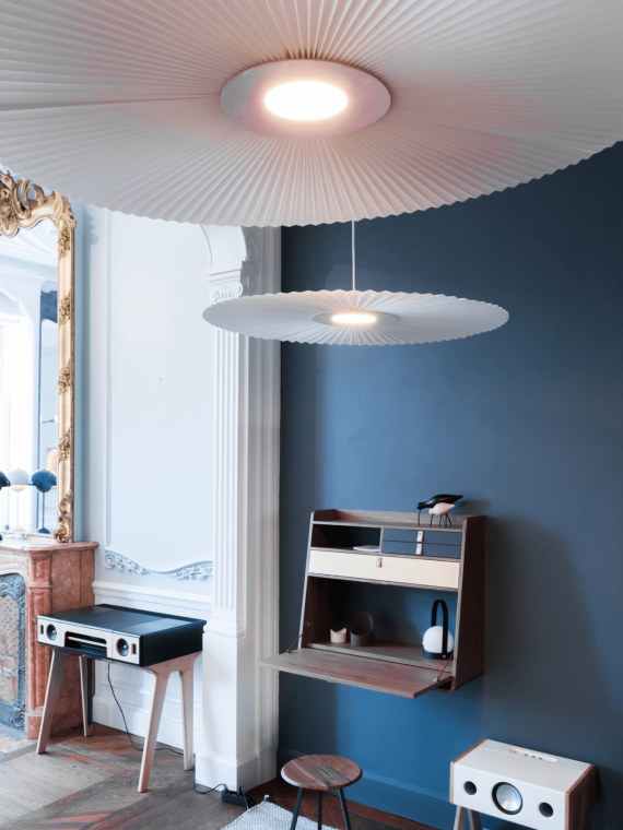 Harto Pendant lamp in pleated fabric, Carmen Ø90cm