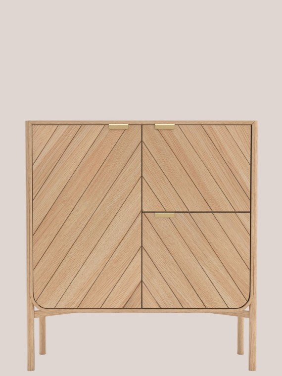 Vaisselier en chêne naturel, Marius poignée doré laiton Hartô