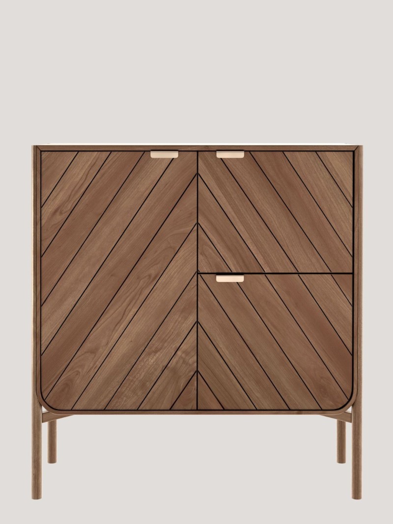 Natural walnut china cabinet, Marius Harto