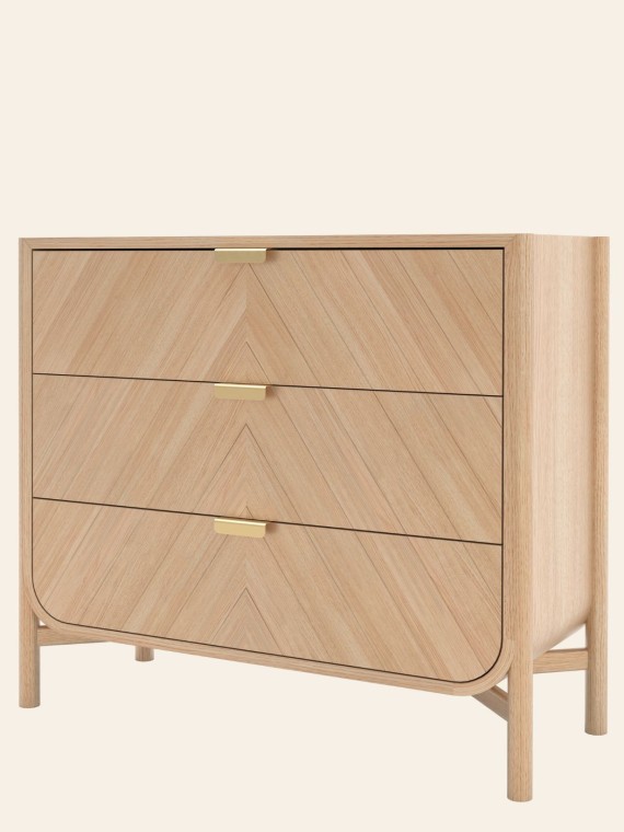 Three-drawer chest of drawers in natural wood, Marius Harto