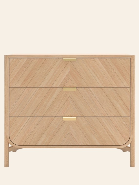 Three-drawer chest of drawers in natural wood, Marius Harto