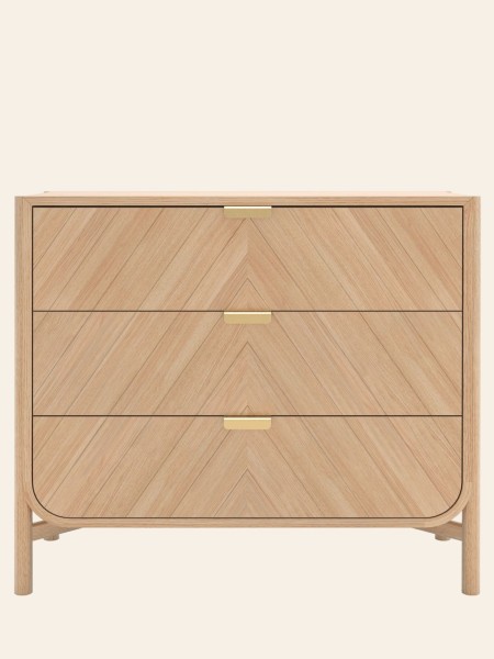 Commode à trois tiroirs en bois naturel, Marius Harto
