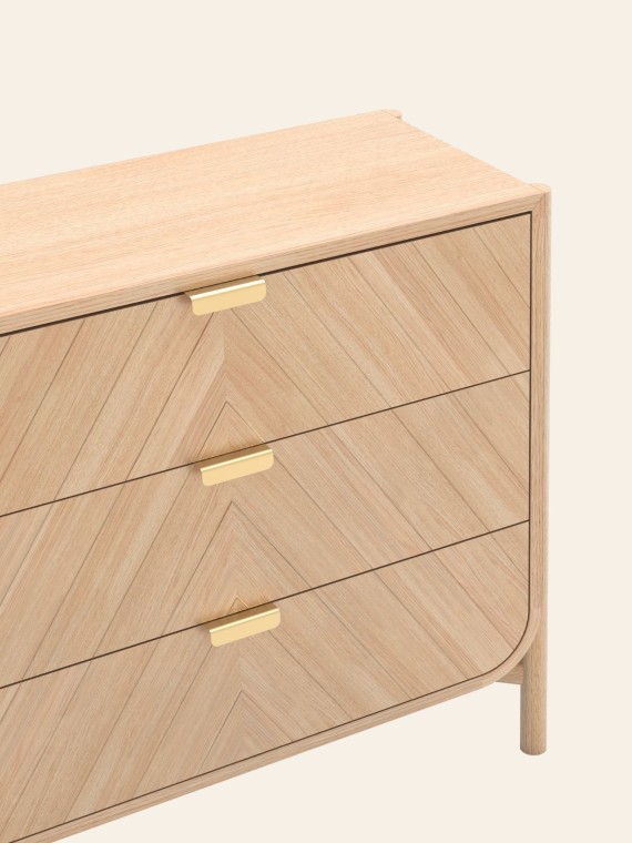 Three-drawer chest of drawers in natural wood, Marius Harto