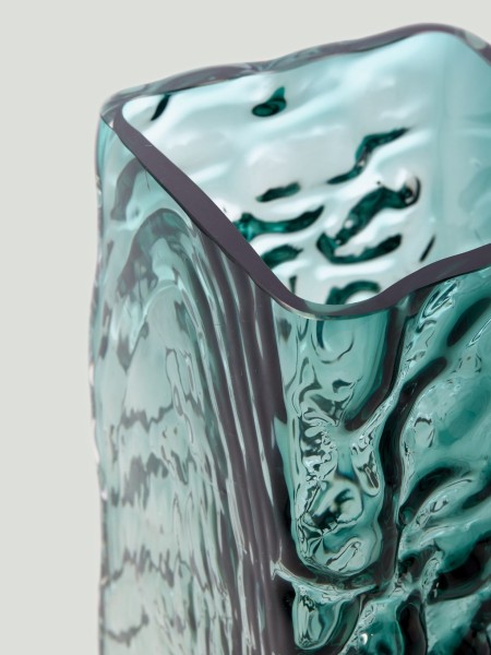 Pols potten, Square glass relief vase, Swing green