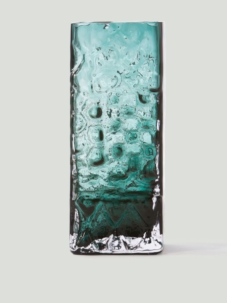 Pols potten, Square glass relief vase, Swing green