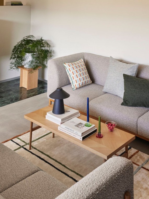 Hubsch, Moment three-seater grey curly sofa