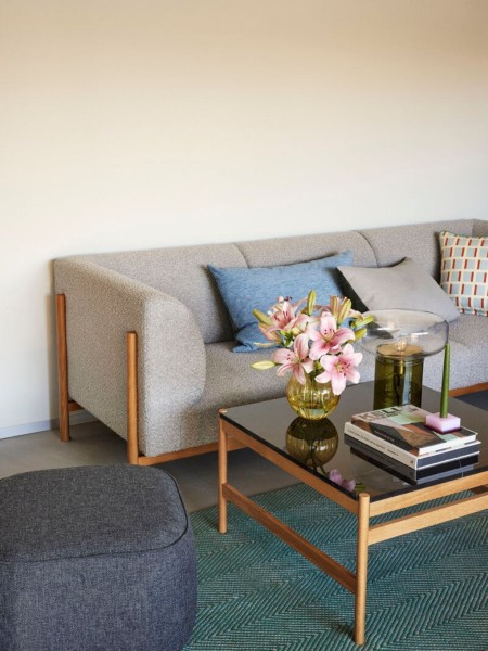 Hubsch, Moment three-seater grey curly sofa