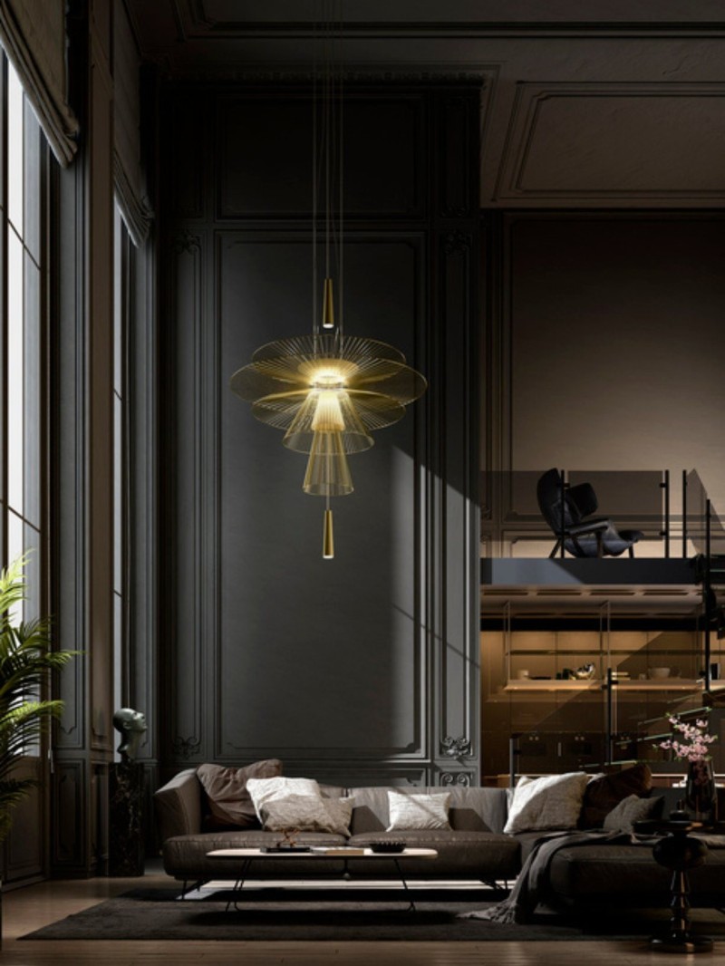 Forestier Geometric black or gold metal pendant, Gravity