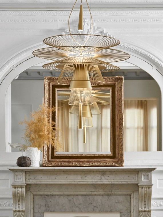 Forestier Geometric pendant in black or gold metal, Gravity