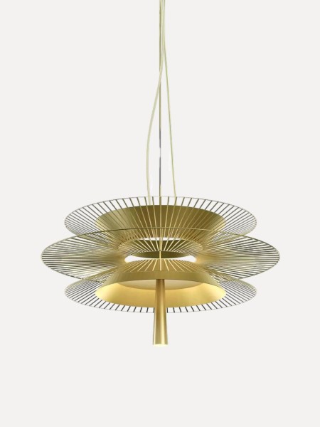 Forestier geometric pendant in gilded metal, Gravity 2