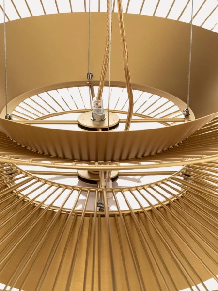 Forestier geometric pendant in gilded metal, Gravity 2