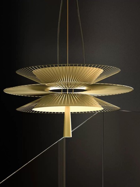 Forestier geometric pendant in gilded metal, Gravity 2
