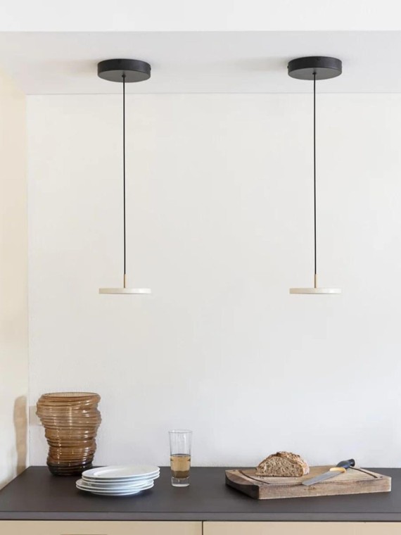 Umage - White pearl LED Hanging lamp with brass detail, Asteria - MBS Design