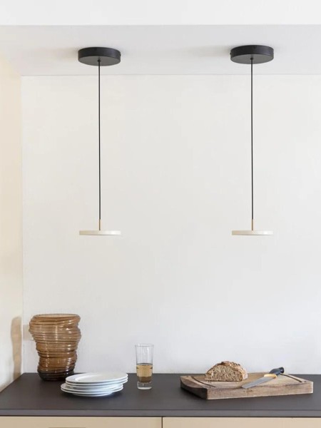 Umage - White pearl LED Hanging lamp with brass detail, Asteria - MBS Design