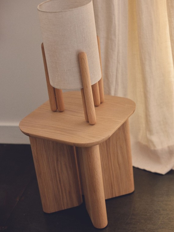 Pouf en frêne naturel, lazare