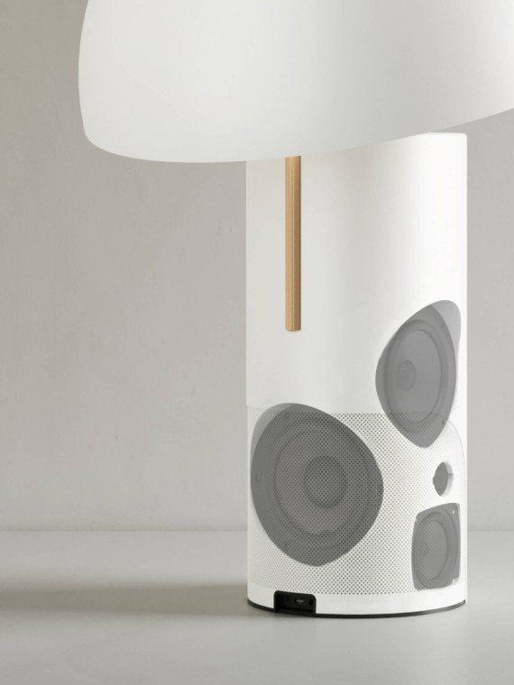 Lampe, Grande Alto Enceinte blanche jaune fabrique