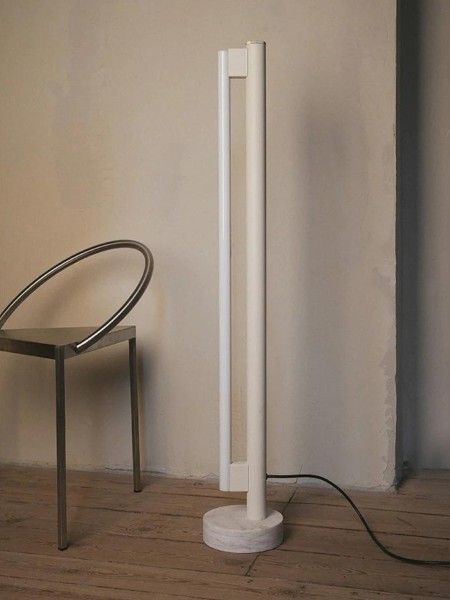 Floor lamp in marble and steel, Eiffel frama