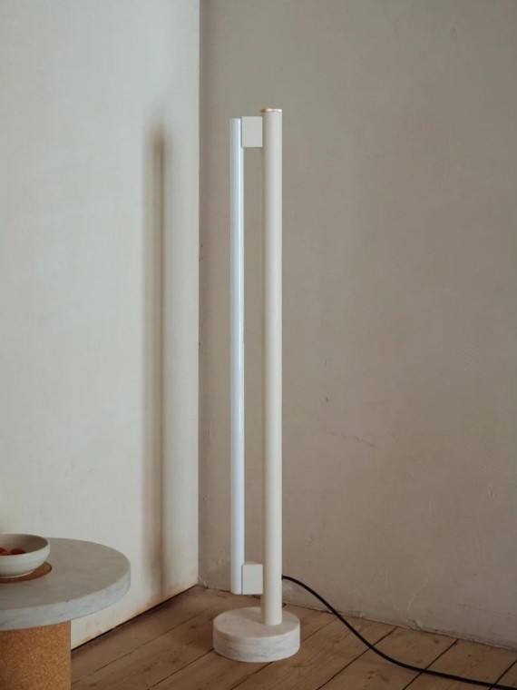 Floor lamp in marble and steel, Eiffel frama