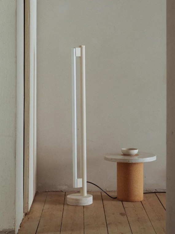 Floor lamp in marble and steel, Eiffel frama