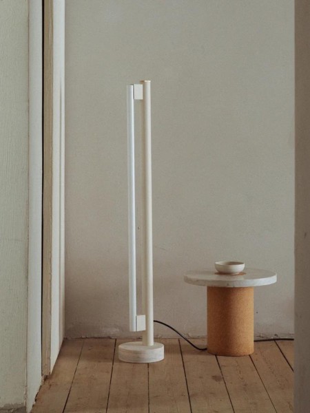 Floor lamp in marble and steel, Eiffel frama