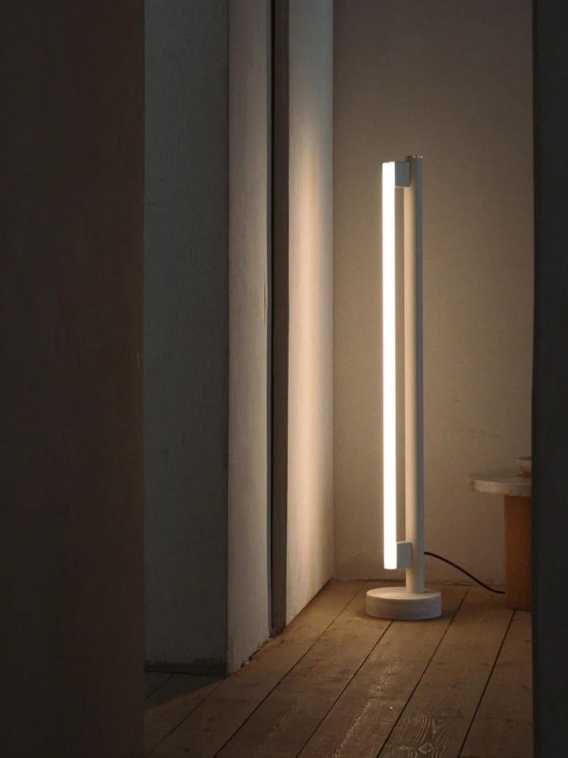 Floor lamp in marble and steel, Eiffel frama