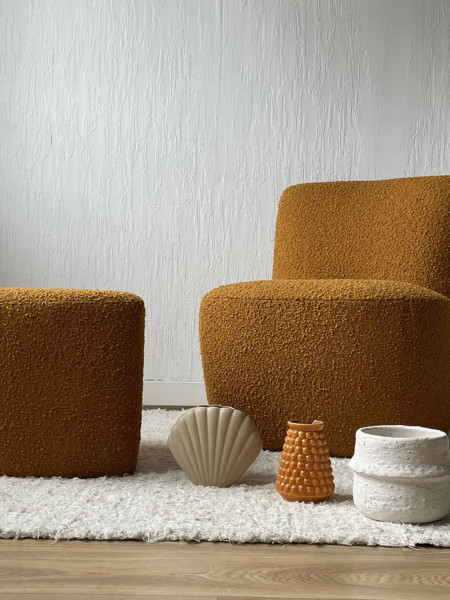 Pouf in bouclette fabric, Eve objet