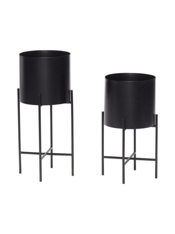 Hubsch Set of 2 black Otta planters