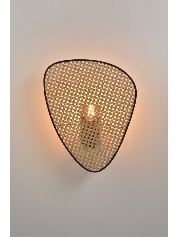 Market Set - Natural rattan wickerwork wall light, Single Screen | MBS DESIGN