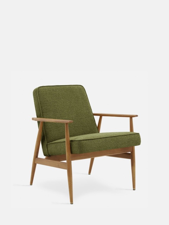 366 CONCEPT- Fauteuil Fox en bois de frêne et en tissus bouclette  | MBS DESIGN