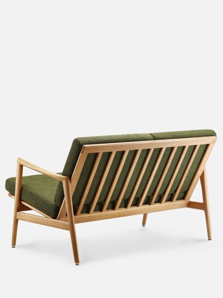 2-seater sofa in solid oak and bouclette fabric, Stefan 366 Concept