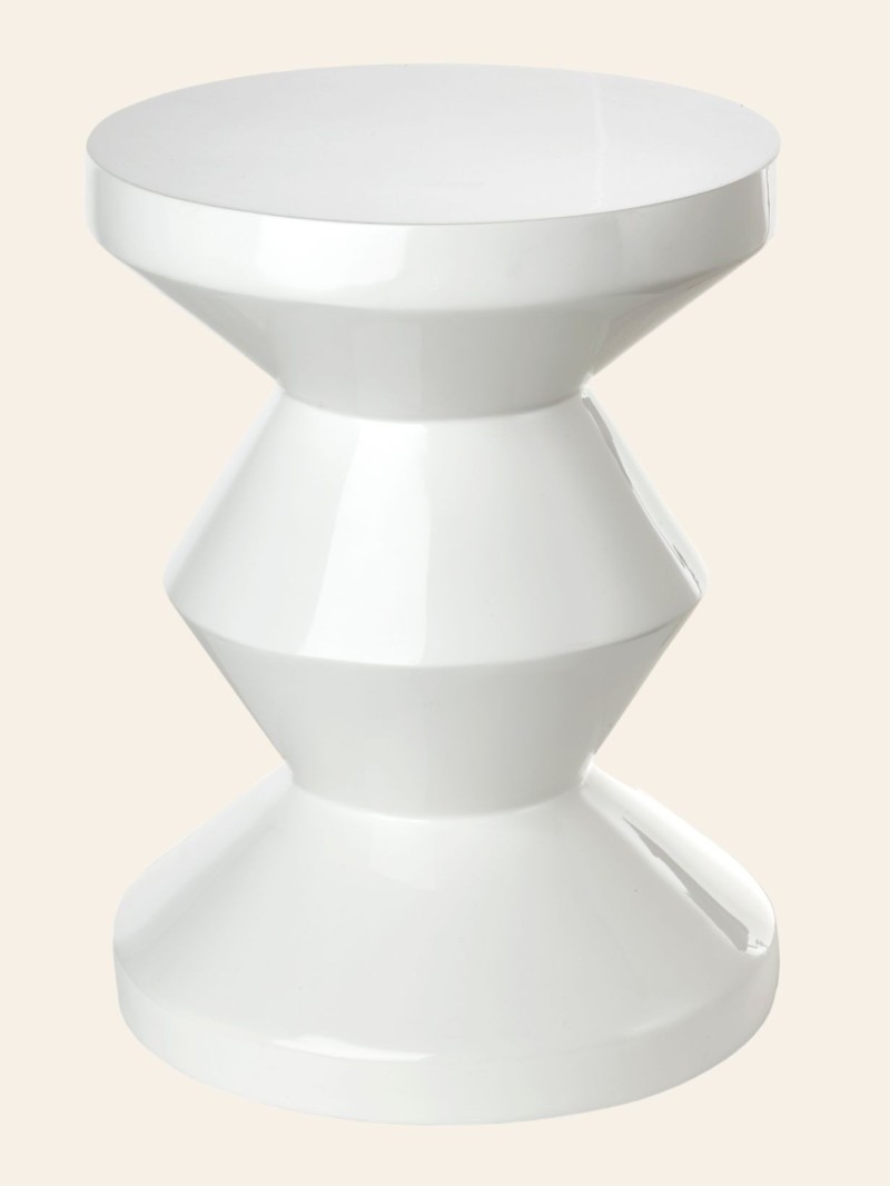 Pols Potten Tabouret Zig Zag laqué blanc