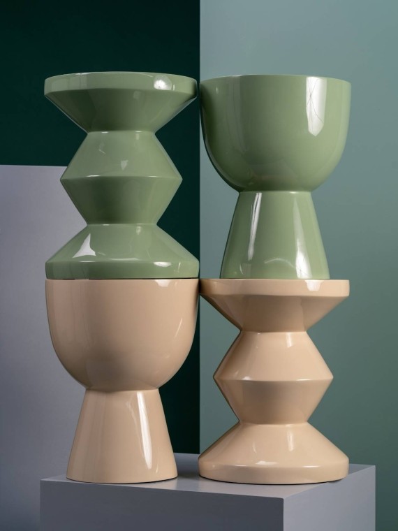 Pols Potten Tabouret laqué Tip Tap vert olive