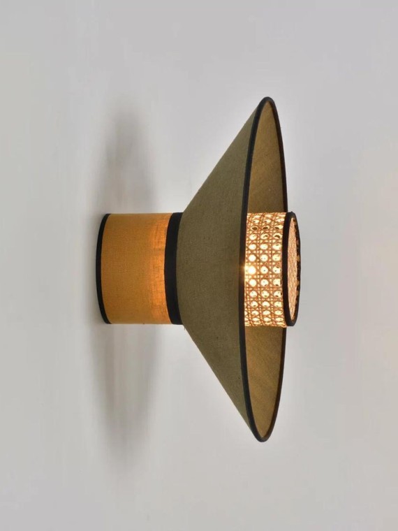 Market set - khaki linen and cane wall light singapore