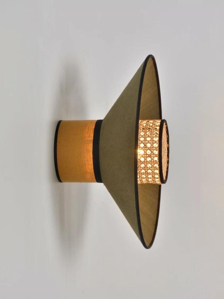 Market set - khaki linen and cane wall light singapore