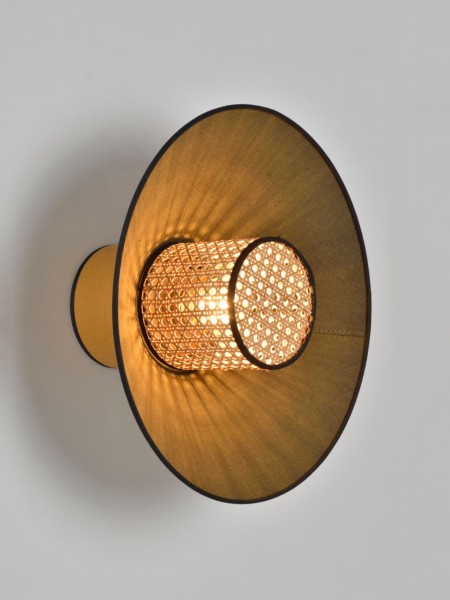 Market set - khaki linen and cane wall light singapore
