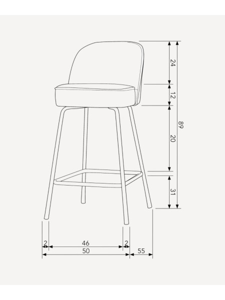 be Pure Home tabouret de bar Vogue en laine bouclette H65cm