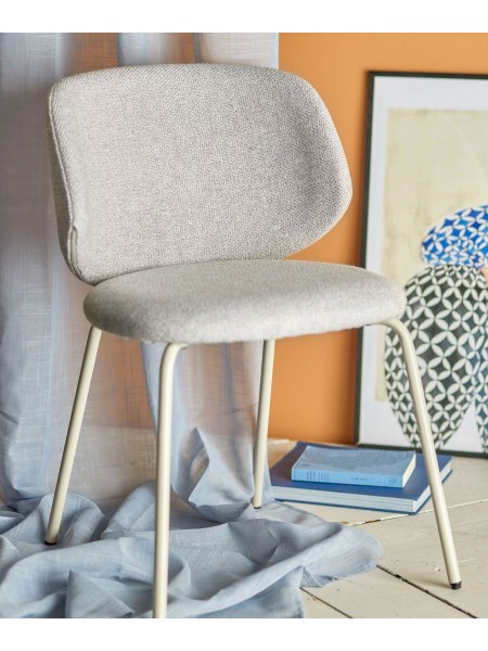 Bloomingville Chaise de salle à manger Ponte en tissu gris