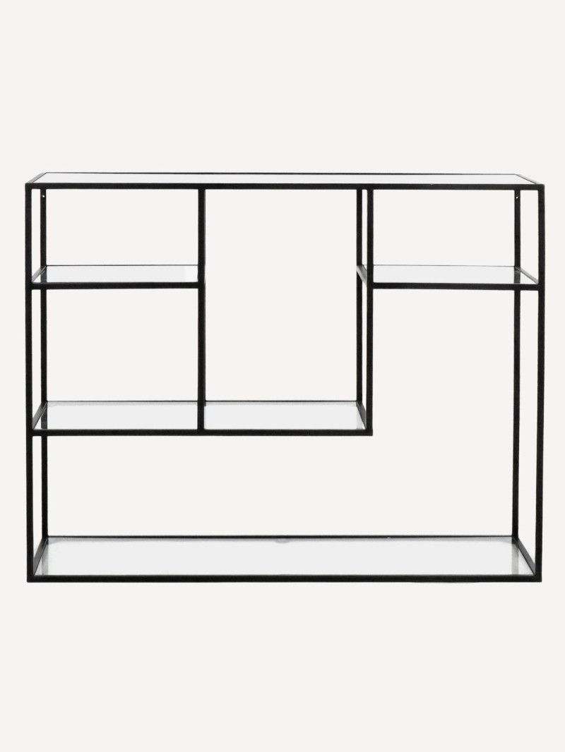 pomax Black metal and glass shelf Eszential H 80 cm