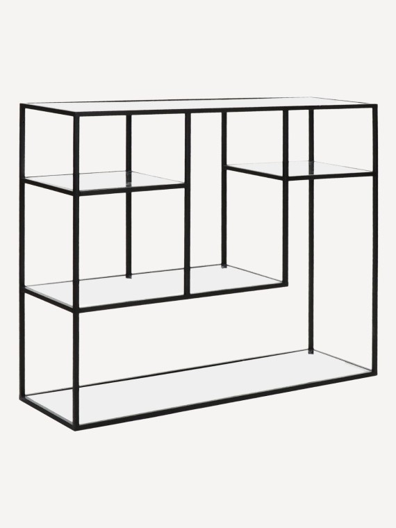 Pomax Etagère en métal noir et verre Eszential H 80 cm