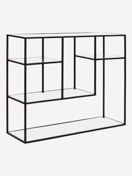 pomax Black metal and glass shelf Eszential H 80 cm