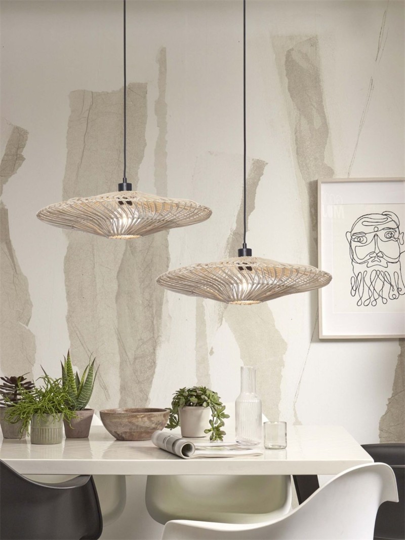 Good & Mojo - Zanzibar flat hanging lamp in Bamboo | MBS Design