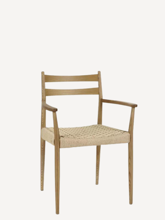 pomax chaise en bois de frene avec accoudoir minou