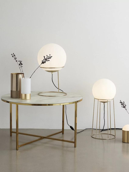 Hubsch -  Table basse en verre blanche et laiton