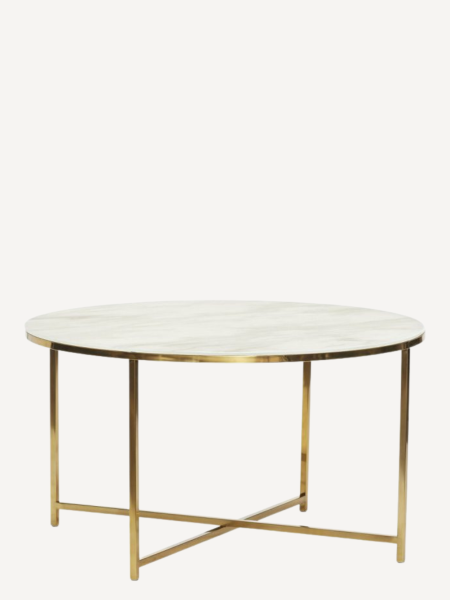 Hubsch -  Table basse en verre blanche et laiton