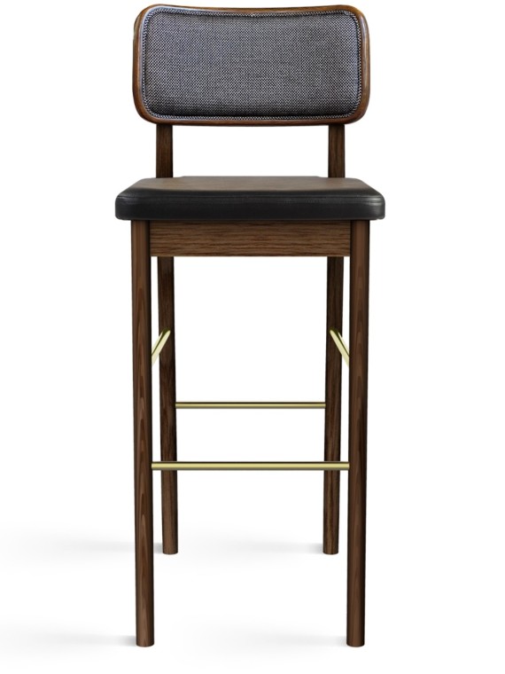 Red-Edition - High leather stool, walnut upholstery | MBS DESIGN