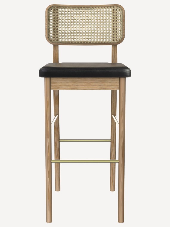 Red Edition High stool in leather / light oak