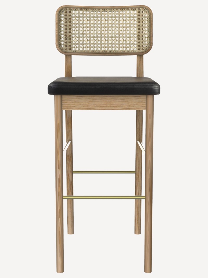 Red Edition High stool in leather / light oak