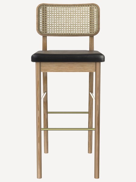 Red Edition Tabouret haut en cuir / chêne clair