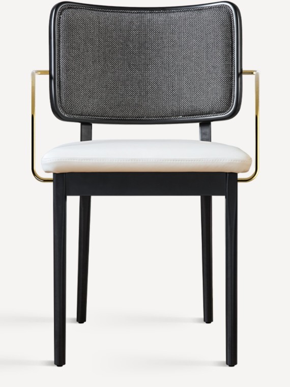 Red-Edit-Black oak chair in leather or fabric / Upholsterer