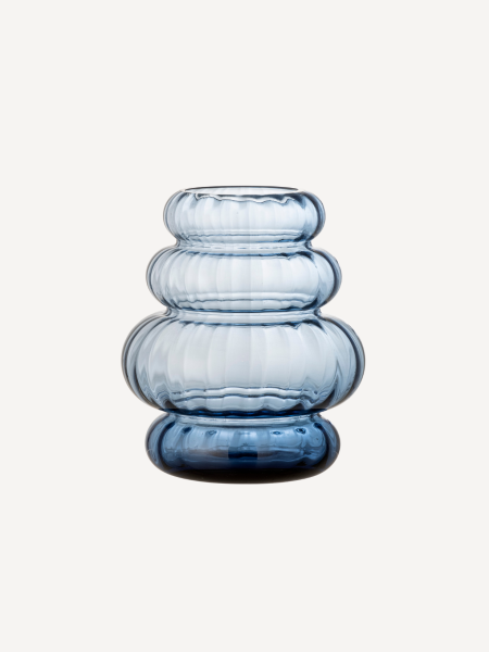 bloomingville- vase en verre-bing-bleu